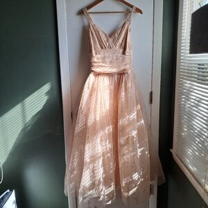 Jessica McClintock Gunne Sax Champagne Gold Formal Gown Ball Dress Vintage 5/6